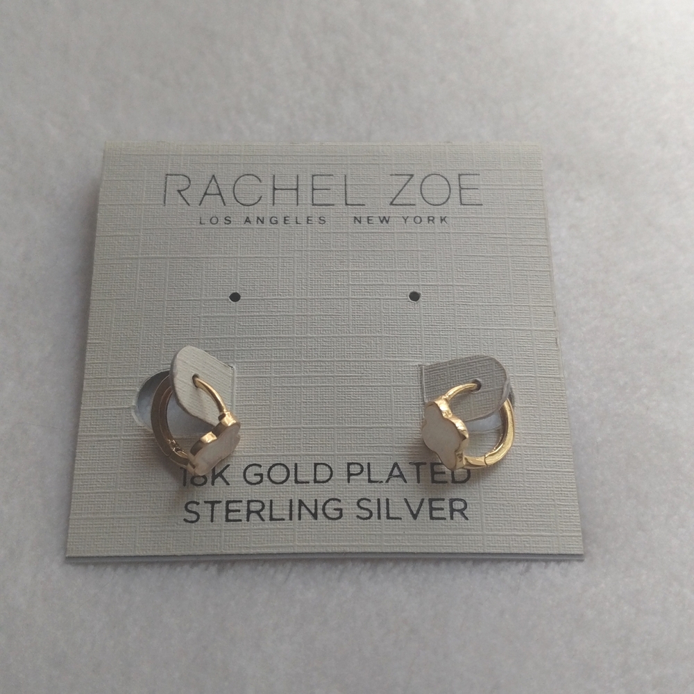 Rachel Zoe Dainty Cartilage Kids Hoop Earrings Mother of Pearl Spade